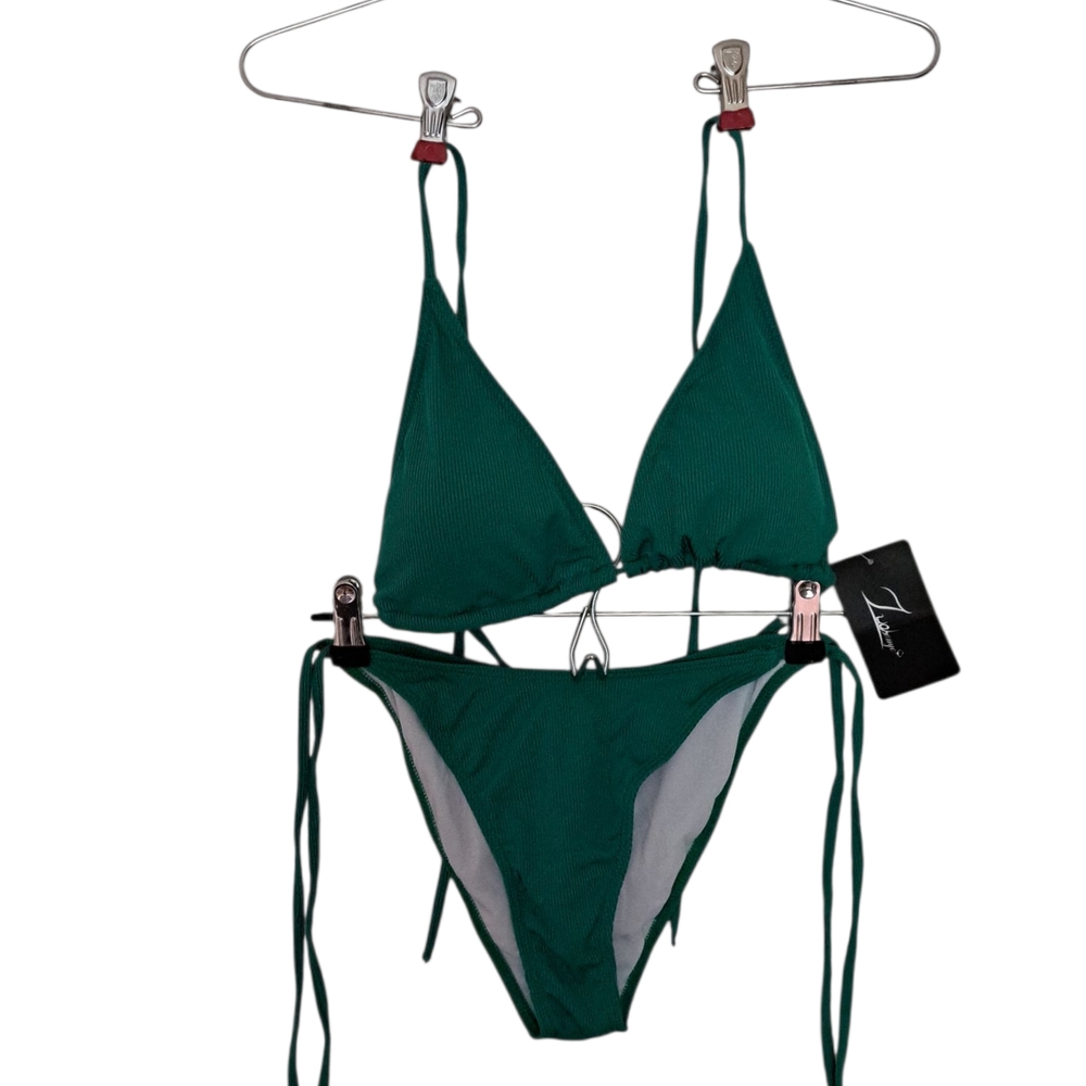 Women's Jade Green Ribbed Bikini Set